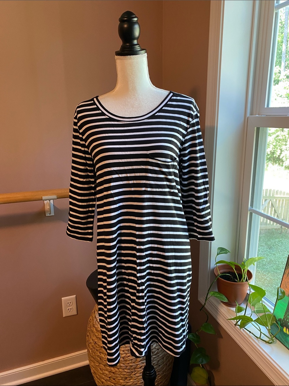 Splendid Black and White Striped Tunic M